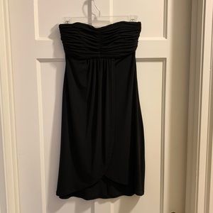 Black strapless mini dress